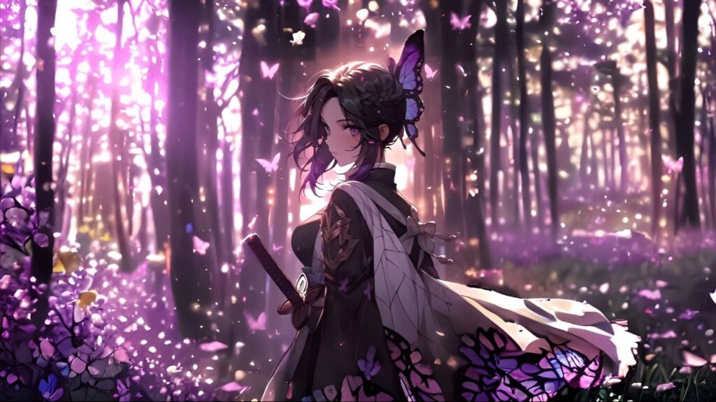 Shinobu Kocho Demon Slayer 4K wallpaper, free download, Insect Hashira butterfly wallpaper