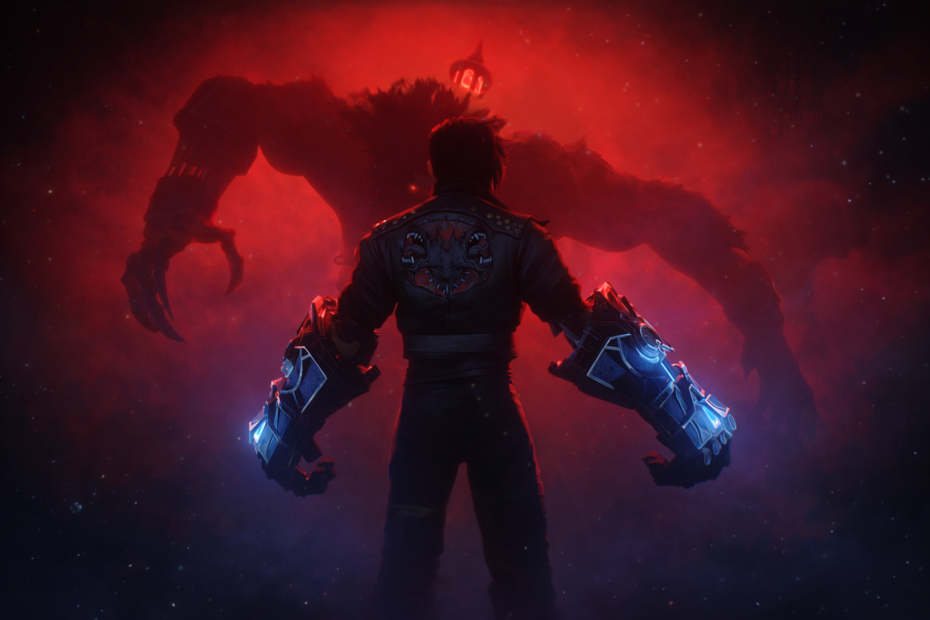 Arcane 4K Wallpaper – Vi vs Monster Cinematic Red Scene HD Background