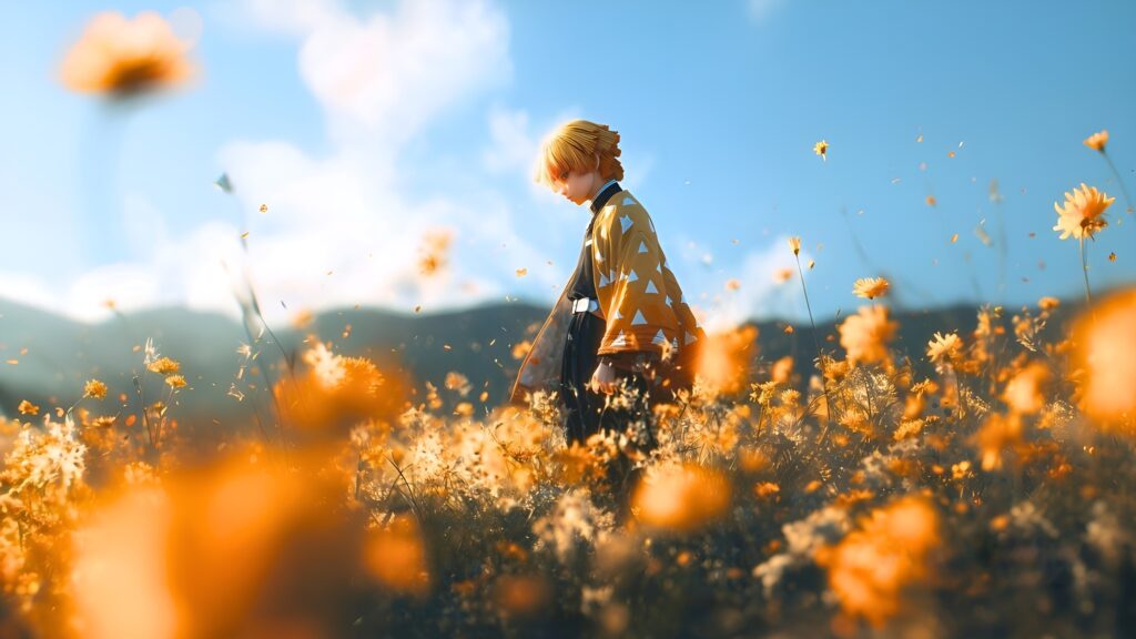 Zenitsu Agatsuma 5K Wallpaper – Demon Slayer Ultra HD Anime Desktop Background