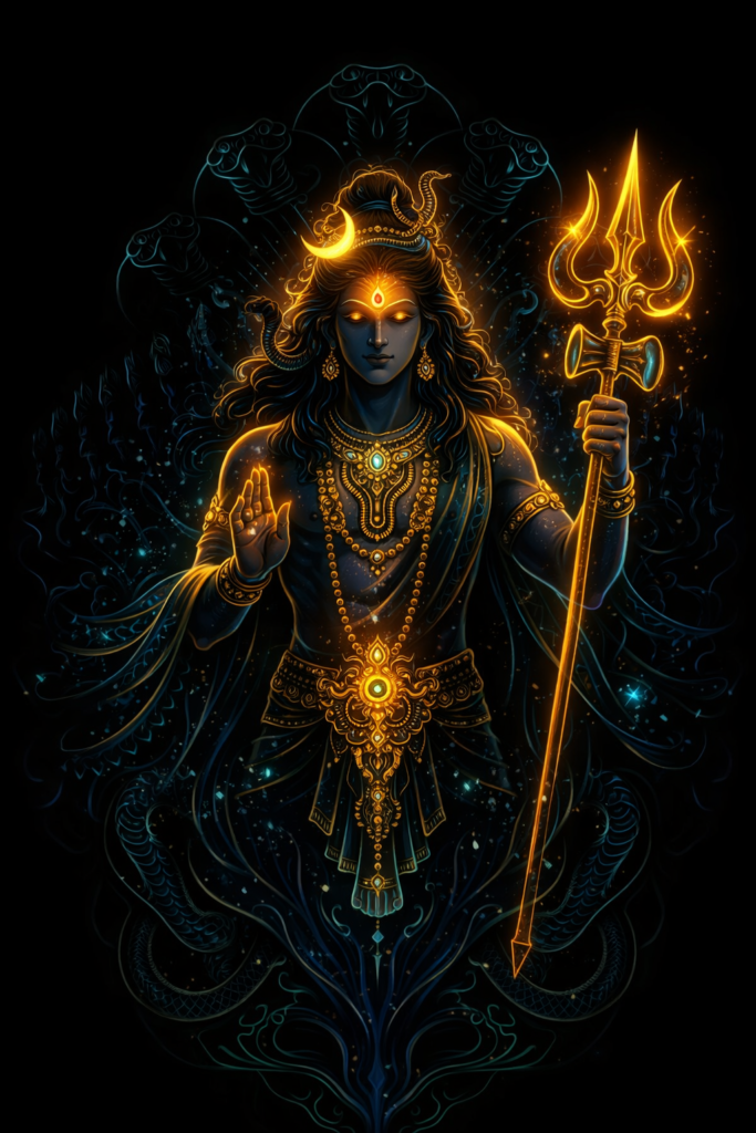 Mahadev 4K Wallpaper HD – Neon Glow Lord Shiva Dark Theme for PC